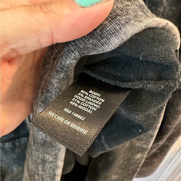 EUC LoveSick by Torrid Acid Wash Hoodie with Floral Graphics - Picture 3 of 6